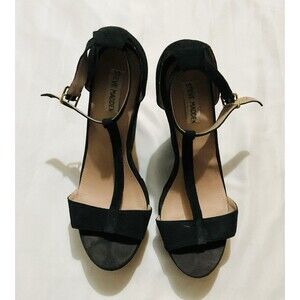 Steve Madden Women’s Xenon Suede Wedge Shoes Size 10 Black